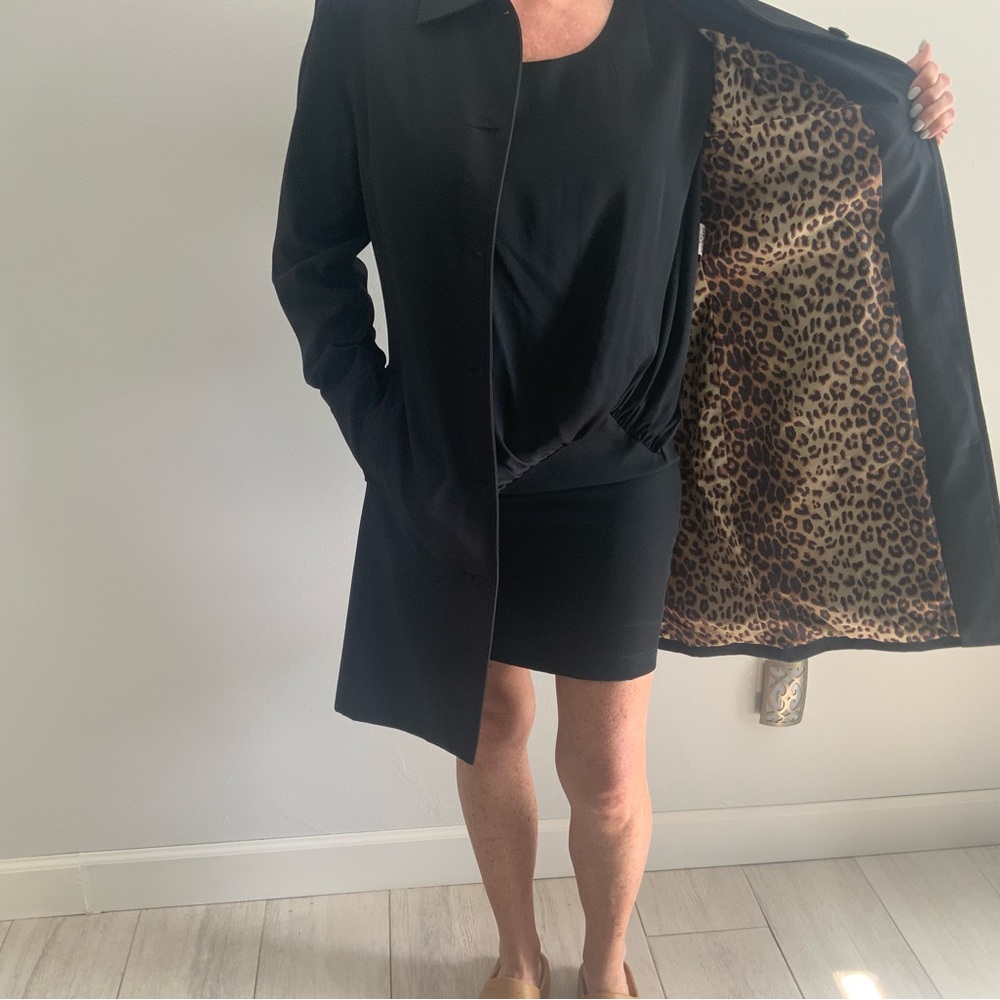 Guess Black Coat with Leopard Print